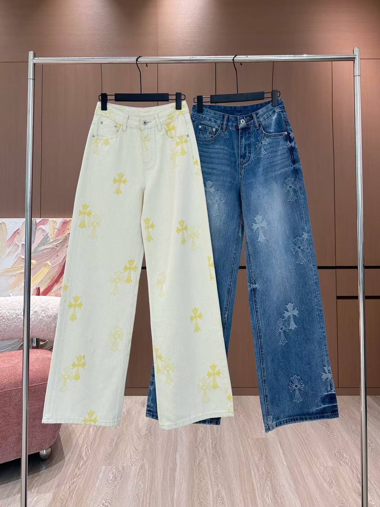 청바지 노란색 청색
