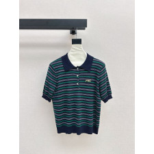 단독 Miu 25SS 봄 신상품 프렌치 스트라이프 폴로 니트
